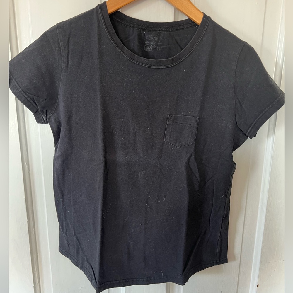 Faded Glory Womens Black Chest Pocket T-Shirt Crew Neck Short Sleeve Small